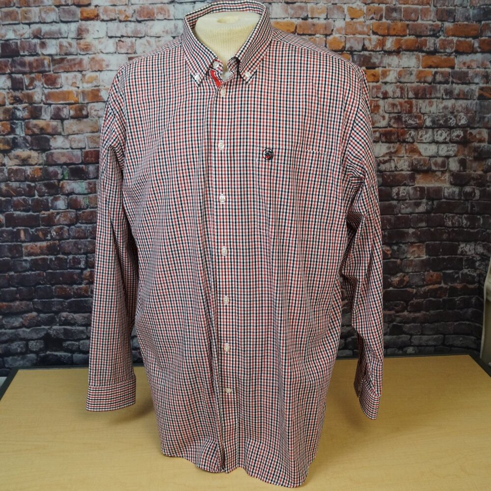 Southern Proper Shirt Red White Blue Plaid Long Sleeve Button Down Mens XL